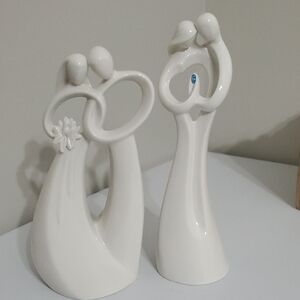 Enesco White Abstract Couple Figurines "Forever" and "First Anniversary